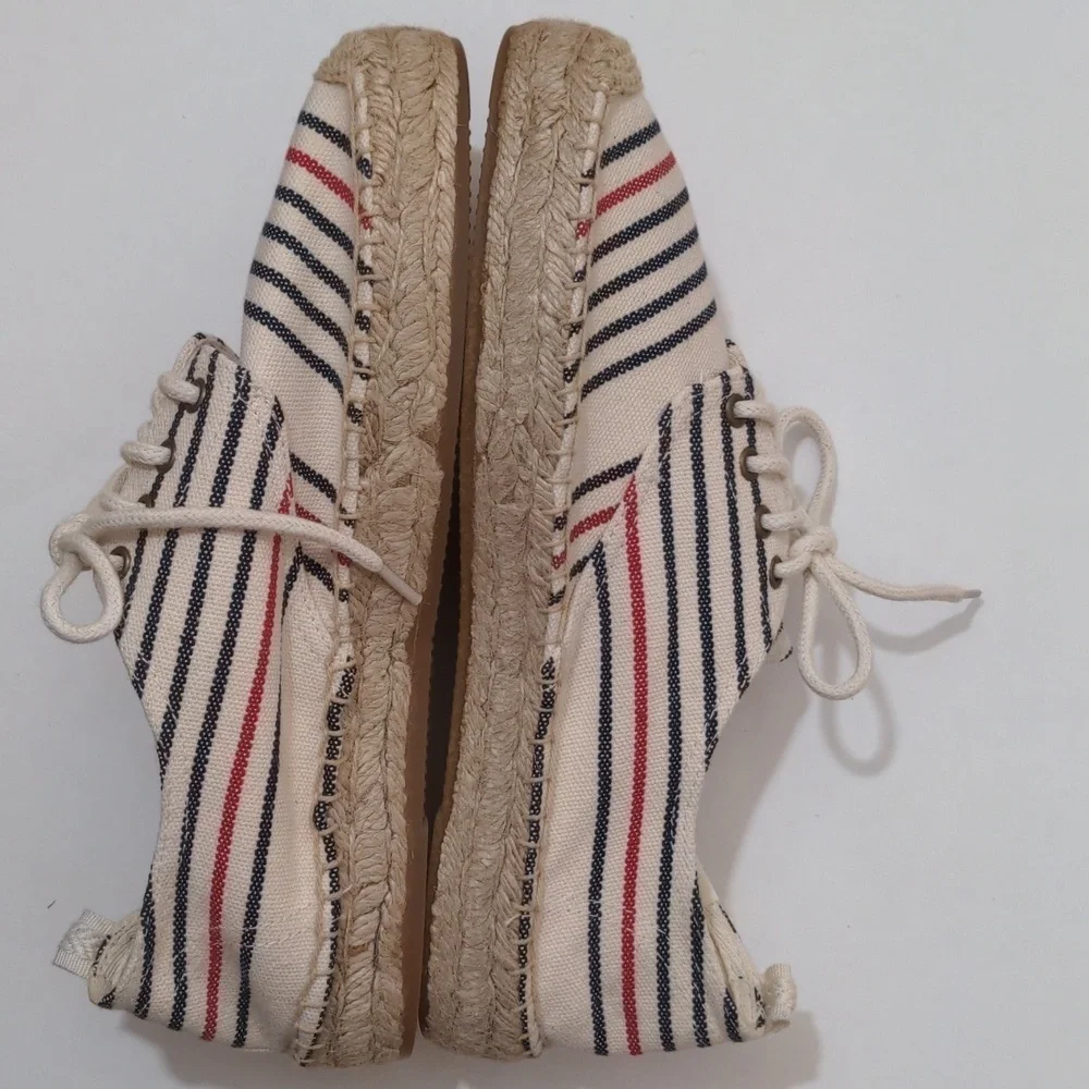 SOLUDOS Oxford Lace-up Platform Espadrilles Striped NWOB 9.5